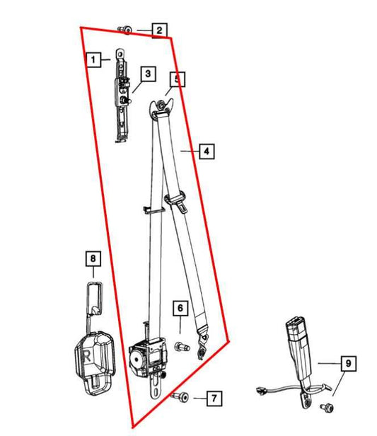 14-18 Jeep Grand Cherokee Limited Front Left Seat Belt Retractor 1VL07DX9AE OEM - Alshned Auto Parts