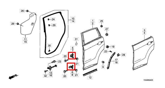 2007-2018 Acura RDX Rear Left Door Hinge Upper and Lower Set 67950-TX4-H02ZZ OEM - Alshned Auto Parts