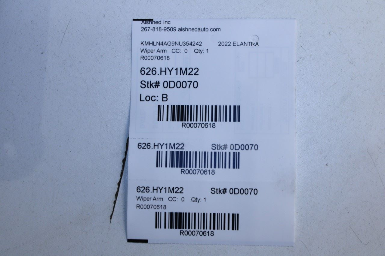 2021-2025 Hyundai Elantra SEL Front Left Driver and Right Passenger Wiper Arm - Alshned Auto Parts