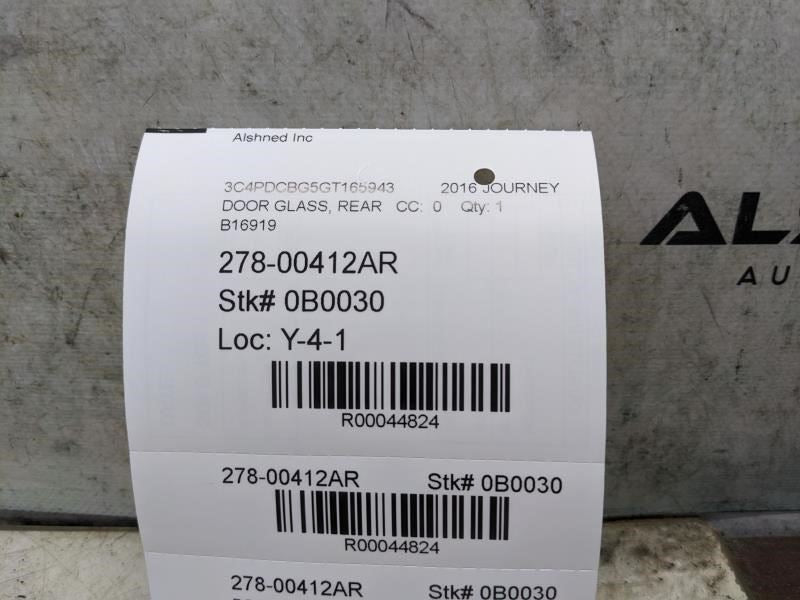 09-20 Dodge Journey SXT 3.6L Rear Passenger RH Side Door Window Glass 5076890AC9