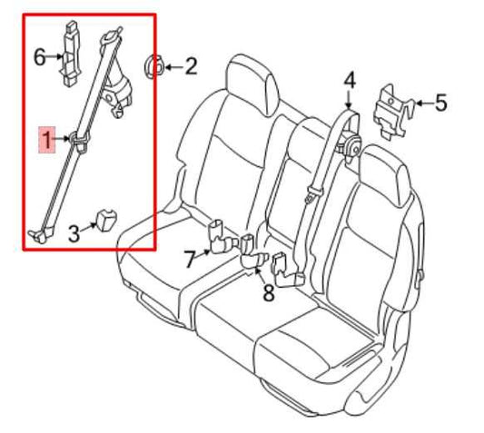 13-20 Nissan Pathfinder SV Rear RH Side 2nd Row Seat Belt Retractor 88844-9NP0B - Alshned Auto Parts