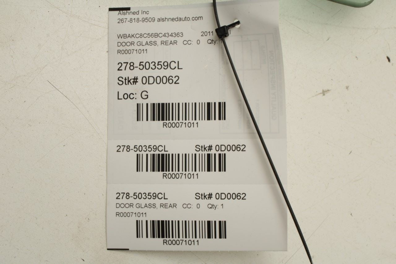 2010-2015 BMW 750LI xDrive Rear Left Driver Side Door Window Glass 51357182093 - Alshned Auto Parts