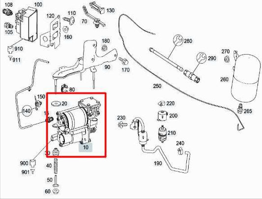 07-11 Mercedes-Benz S550 AWD Air Suspension Compressor Pump 221-320-17-04-80 OEM - Alshned Auto Parts