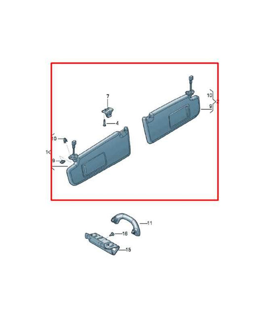 2011-18 Volkswagen Jetta Sport Front Right and Left Side Sun Visor Set w/ Mirror - Alshned Auto Parts