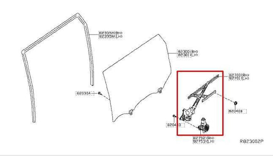 2014-2020 Nissan Rogue SV Rear Right Door Window Regulator w/ Motor 82720-4BA2A - Alshned Auto Parts