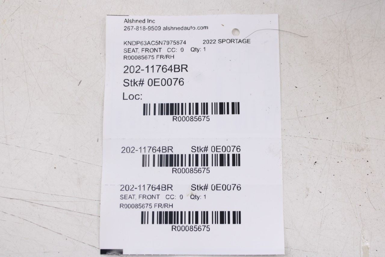 20-22 Kia Sportage Nightfall 2.4L Front Passenger Right Side Seat Lower Cushion - Alshned Auto Parts