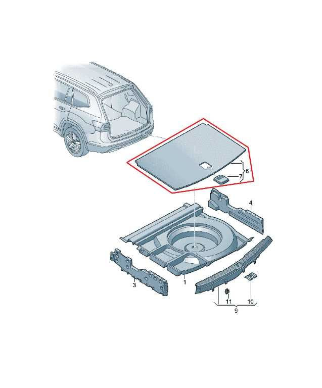 2018-2025 Volkswagen Atlas SE Rear Trunk Floor Trim Cargo Cover Panel Set of 2 - Alshned Auto Parts