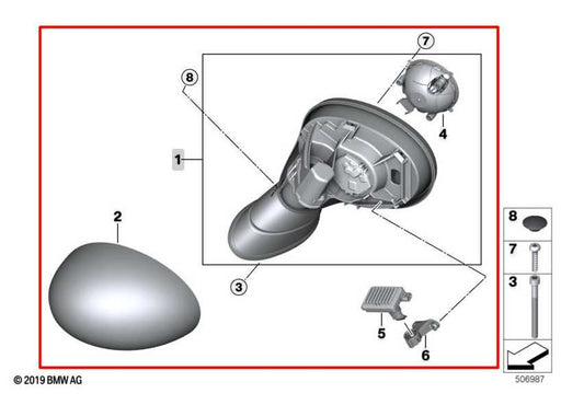 14-19 Mini Hardtop Cooper 1.5L Driver Left Side Rear View Mirror 51-16-7-401-087 - Alshned Auto Parts