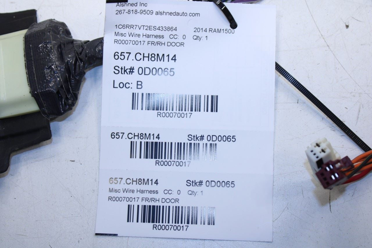 2013-2015 Ram 1500 Crew Cab Laramie Front Right Door Wire Harness 68160034AF OEM - Alshned Auto Parts