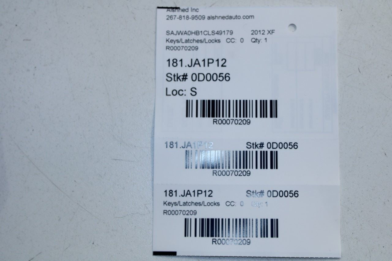 12-15 Jaguar XF Portfolio Front Door Left Side and Rear Trunk Lid Lock Cylinder - Alshned Auto Parts