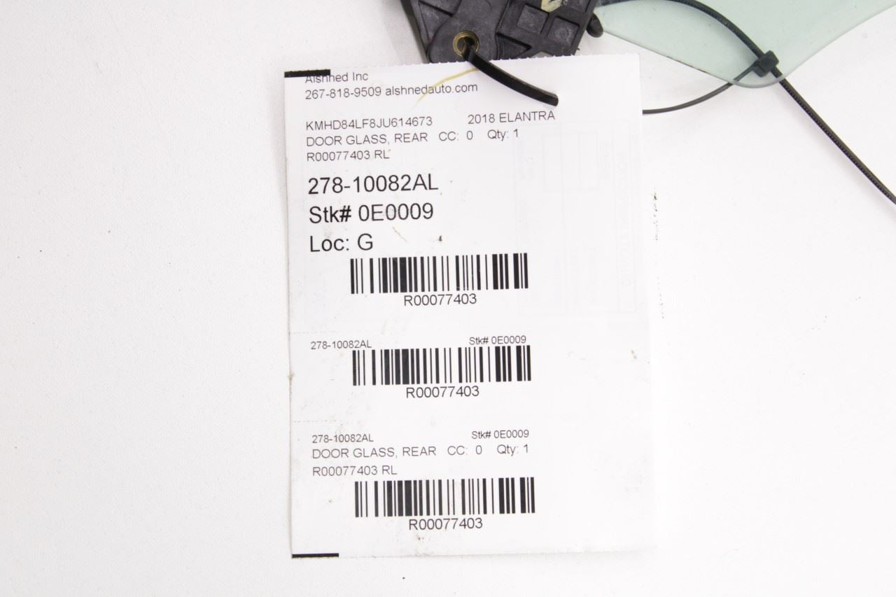 2016-2020 Hyundai Elantra Value Edition Rear Left Side Door Window Glass OEM - Alshned Auto Parts