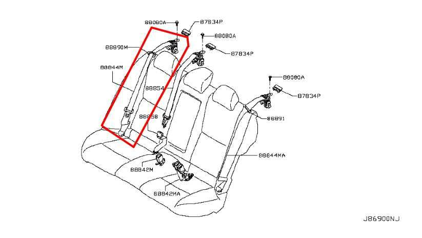 2017-23 Infiniti Q50 Luxe RWD Rear Right 2nd Row Seat Belt Retractor 88844-6HF0A - Alshned Auto Parts