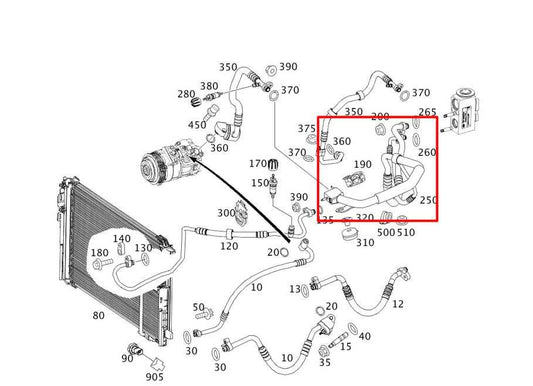 2010-16 Mercedes-Benz E350 Sport 4Matic 3.5L AC Air Conditioning Hose Line Pipe - Alshned Auto Parts