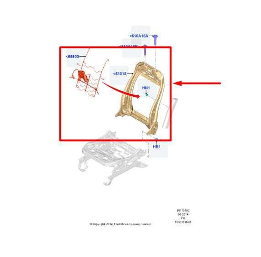 15-20 Ford F150 FR LH Seat Back Frame w/ Lumbar Support Harness FU5Z9661019H OEM - Alshned Auto Parts