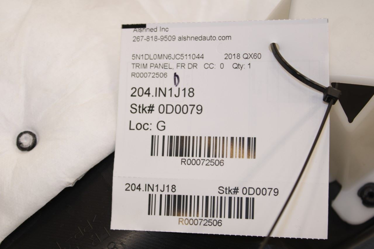 2016-2019 Infiniti QX60 Front Right Passenger Door Trim Panel 809A0-9NF0D OEM - Alshned Auto Parts