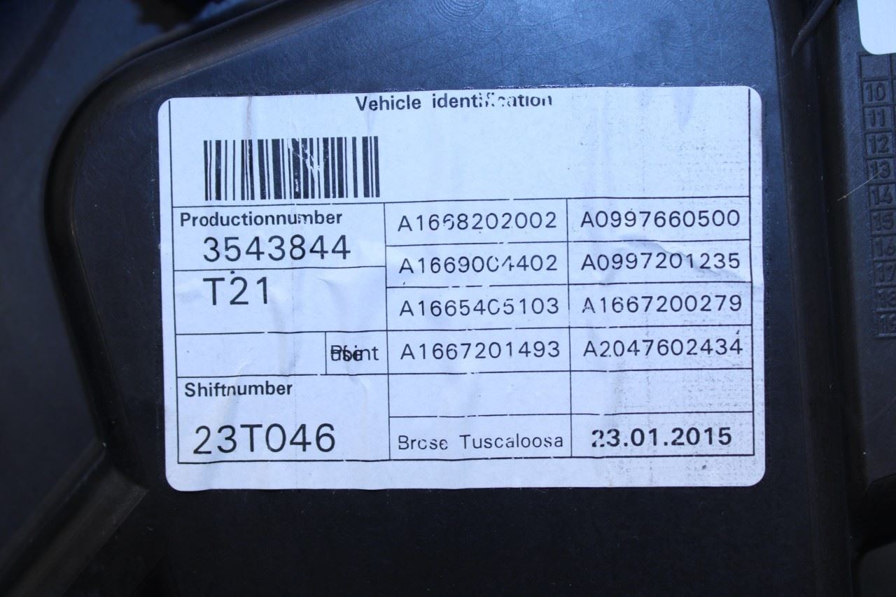 12-15 Mercedes-Benz ML350 FR RH Door Window Regulator w/ Carrier Plate and Motor - Alshned Auto Parts