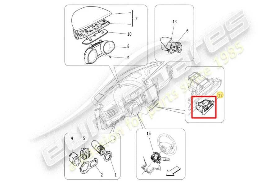 17-20 Maserati Ghibli 3.0L Dashboard Center Storage Tray w/ AUX USB SD Jack Port - Alshned Auto Parts