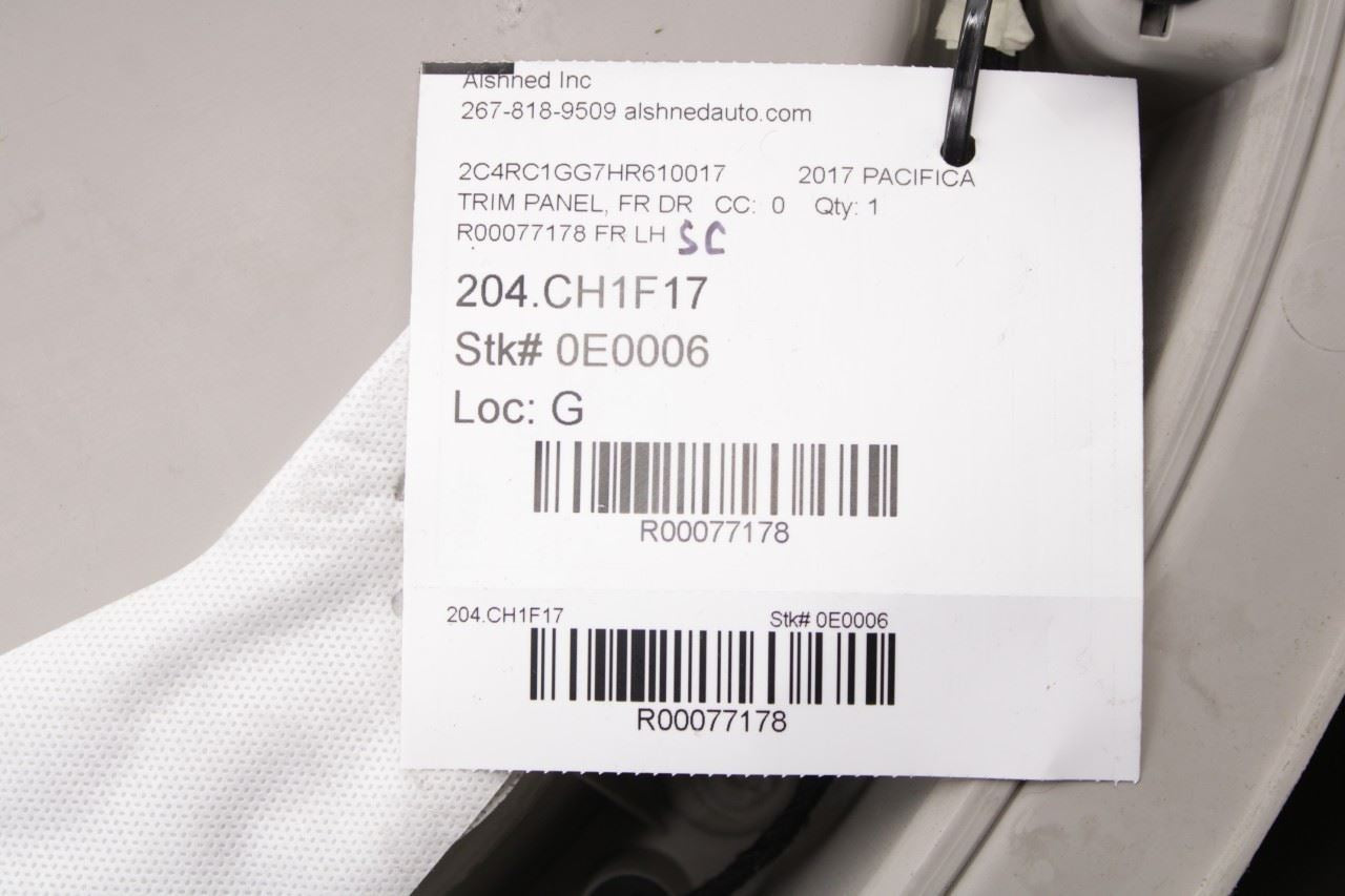 2017-2018 Chrysler Pacifica Limited Front Left Side Door Trim Panel 5SC702D2AF - Alshned Auto Parts