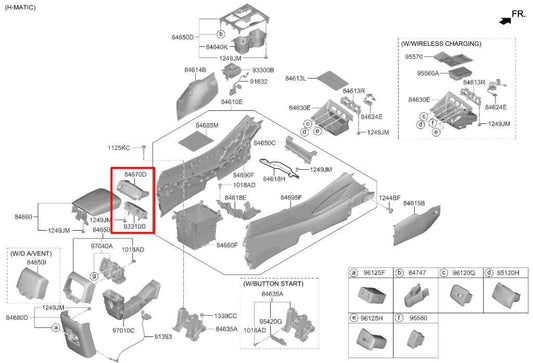 2022-24 Hyundai Tucson SEL Console Seat Heater Switch Panel w/ Armrest Lid Lock - Alshned Auto Parts