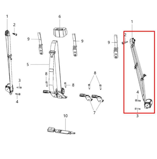 2011-12 Ram 1500 SLT 5.7L Rear Left Side 2nd Row Seat Belt Retractor 5KS491DVAB - Alshned Auto Parts