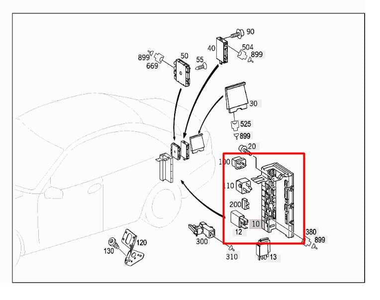 06-09 Mercedes-Benz CLK 350 RWD Rear Trunk SAM Module Fuse Relay Junction Block1