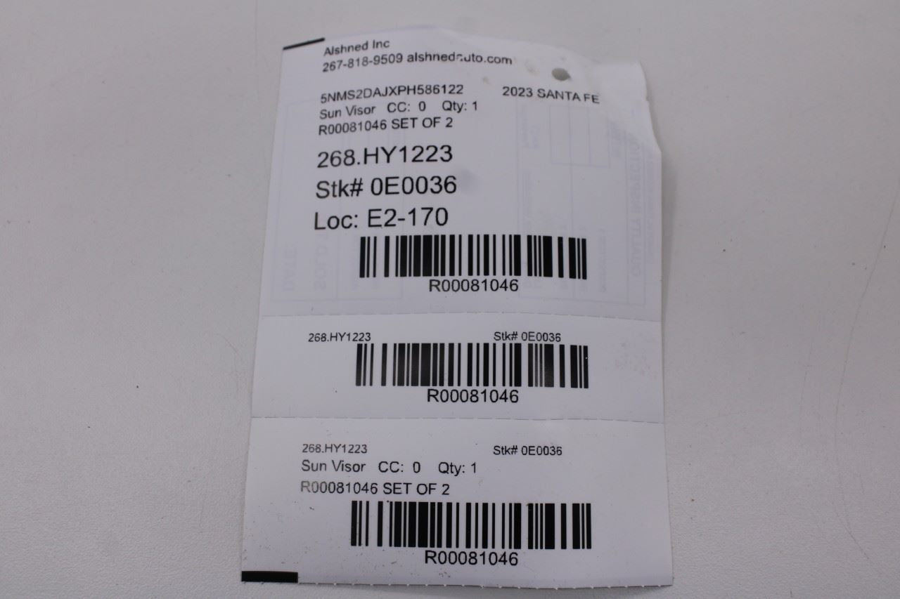 19-23 Hyundai Santa Fe SEL AWD Front Right and Left Side Sun Visor Set w/ Mirror - Alshned Auto Parts