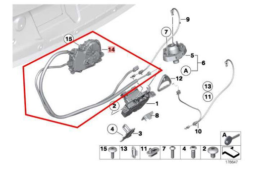 10-15 BMW 750i xDrive Rear Trunk Lid Power Lock Latch Actuator Motor 51247191213 - Alshned Auto Parts