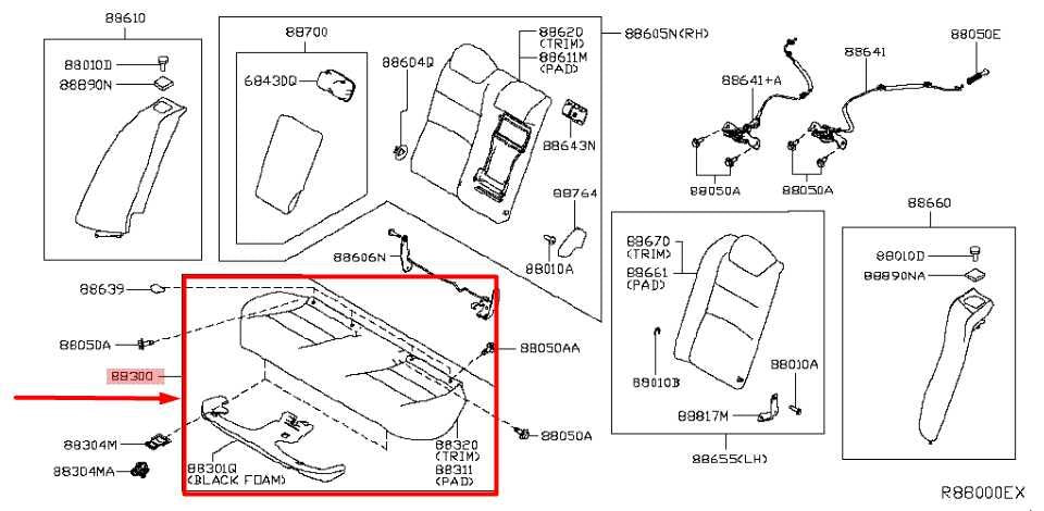 2019-2022 Nissan Altima Rear Lower Seat Cushion Bottom Cloth 88300-6CA0A OEM - Alshned Auto Parts