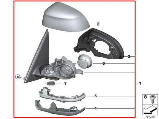 11-17 BMW X3 xDrive28i Passenger Right Side Rear View Mirror 51-16-7-395-226 OEM - Alshned Auto Parts