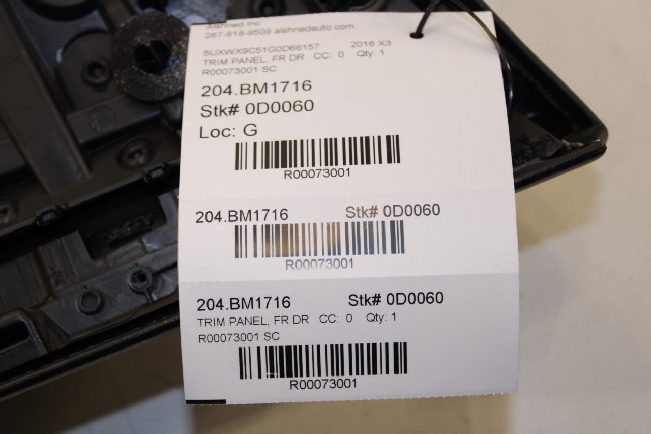 2011-2017 BMW X3 xDrive28i Front Right Passenger Door Trim Panel 51417394528 OEM - Alshned Auto Parts