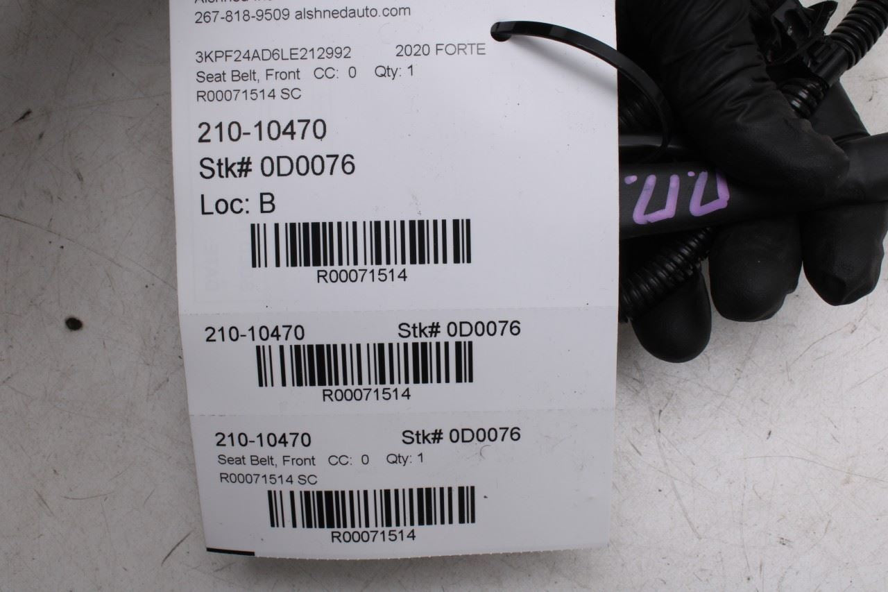 19-23 Kia Forte LXS 2.0L Front Passenger Right Side Seat Belt Buckle 88840M7000 - Alshned Auto Parts
