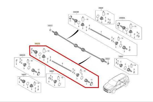 19-20 Hyundai Santa Fe AWD Rear Left Driver Side Drive CV Axle Shaft 49600-S1000 - Alshned Auto Parts