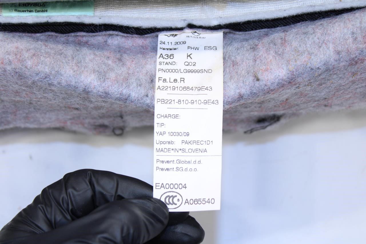 2007-11 Mercedes-Benz S550 Front Right Seat Back Upper Cushion 221-820-30-98 OEM - Alshned Auto Parts