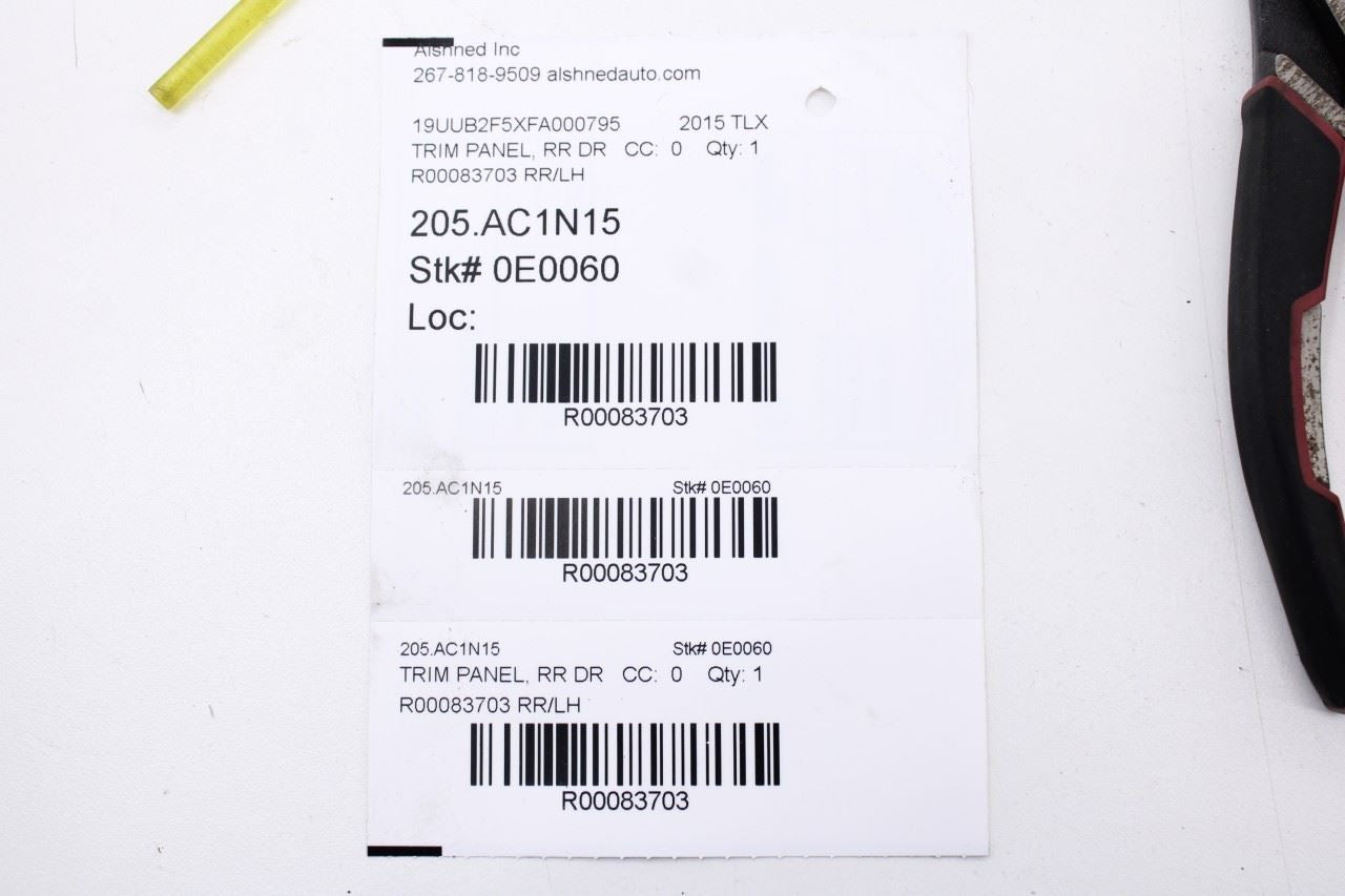 2015-2017 Acura TLX Tech Rear Left Driver Side Door Trim Panel 83751TZ3A11ZC OEM14
