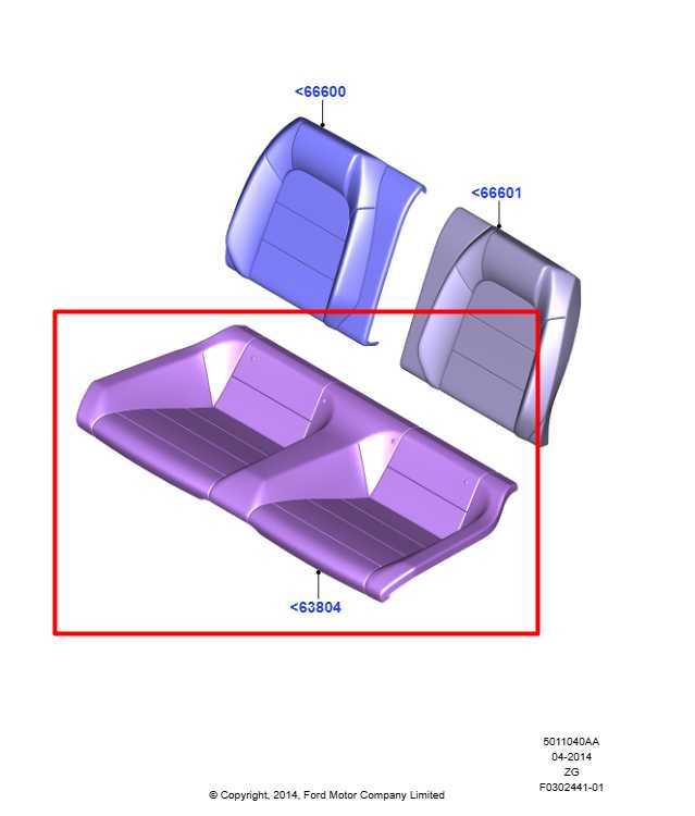 15-23 Ford Mustang GT 5.0L Rear 2nd Row Seat Lower Cushion Bottom FR3Z-6363840-B3