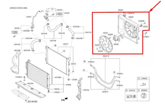 2014-2019 Kia Soul Radiator Cooling Fan Motor Assembly 25380-B2000 OEM - Alshned Auto Parts