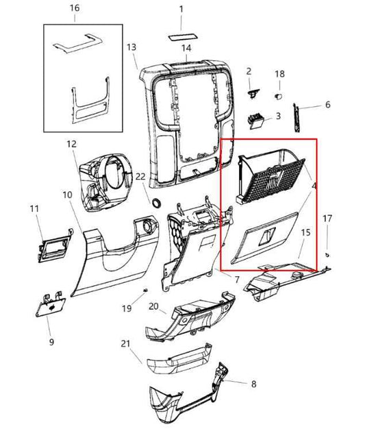 14-24 Ram 1500 Classic SLT 5.7L AWD Glove Box Storage Compartment 1NL84TX7AB OEM - Alshned Auto Parts