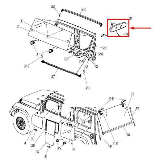 2013-2018 Jeep Wrangler Sahara Interior Inside Rear View Mirror 68158203AA OEM - Alshned Auto Parts