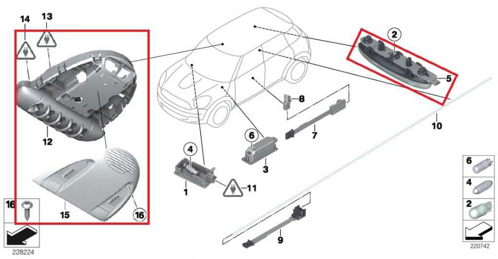 2010-2016 Mini Countryman Cooper S Front and Rear Roof Overhead Console 92843321