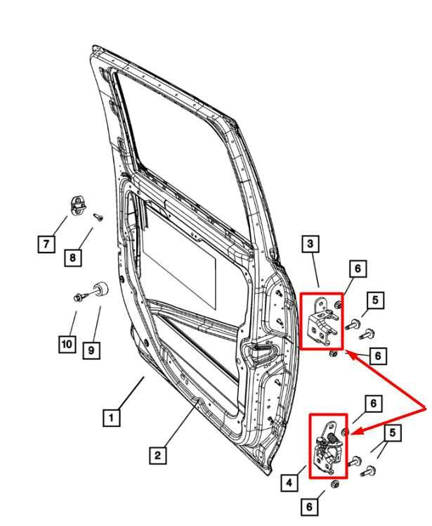 2009-10 Ram 1500 Rear Right Passenger Door Upper and Lower Hinge 55372002AB OEM - Alshned Auto Parts