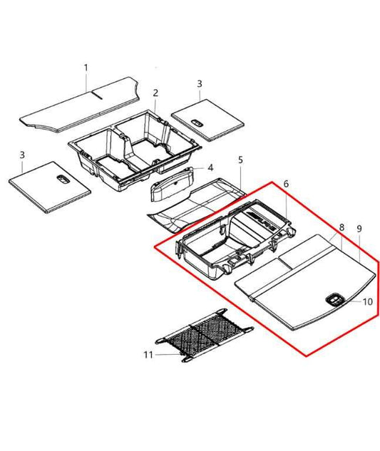 14-25 Dodge Durango SXT Rear Trunk Floor Storage Compartment Box w/ Cover *ReaD* - Alshned Auto Parts