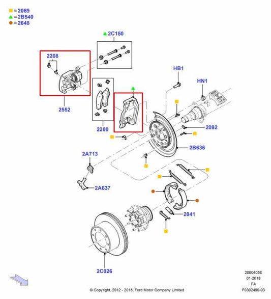13-2016 Ford F250 Lariat Crew Cab Rear Right Side Brake Disc Caliper DC3Z-2552-A - Alshned Auto Parts