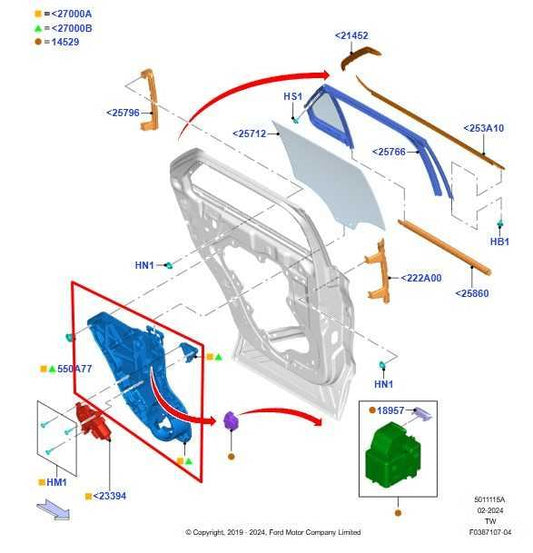2020-2025 Ford Explorer Rear RH Door Window Regulator w/ Carrier LB5Z-5827008-A - Alshned Auto Parts