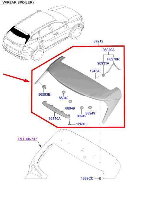 2023-2025 Kia Sportage Hybrid EX Rear Spoiler w 3rd Brake Light Lamp 87210-P1000 - Alshned Auto Parts