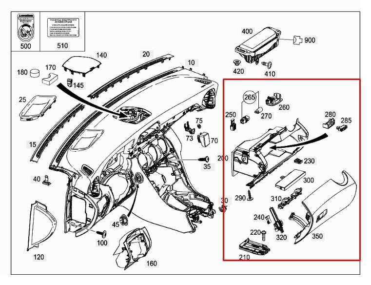 15-21 Mercedes-Benz C300 4Matic AWD Front RH Side Glove Box Storage Compartment1