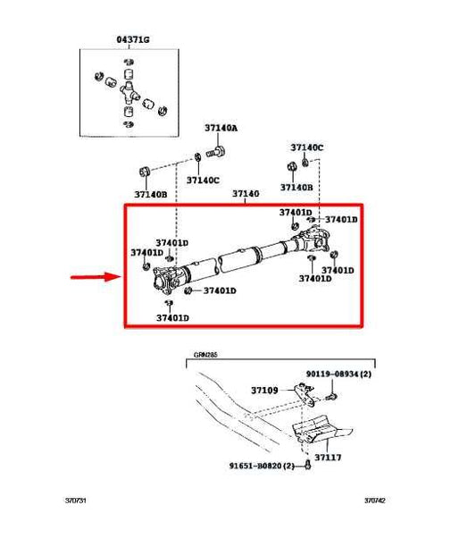 2010-24 Toyota 4Runner 4.0L 4WD Front Axle Drive Propeller Shaft 37140-60470 OEM - Alshned Auto Parts