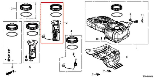 2012-2014 Honda CR-V LX 2.4L AWD Fuel Pump Assembly 17045-T0A-010 OEM - Alshned Auto Parts
