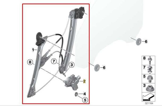 15-2016 BMW 435I Gran Coupe FR LH Door Window Regulator w/ Motor 51337365259 OEM - Alshned Auto Parts