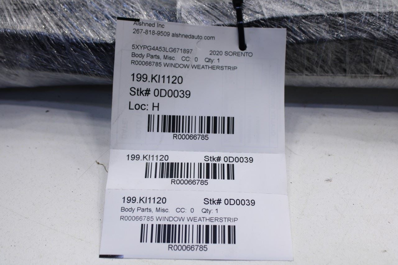2019-20 Kia Sorento LX Rear Left Door Run Channel Outer Inner Belt Weatherstrip - Alshned Auto Parts