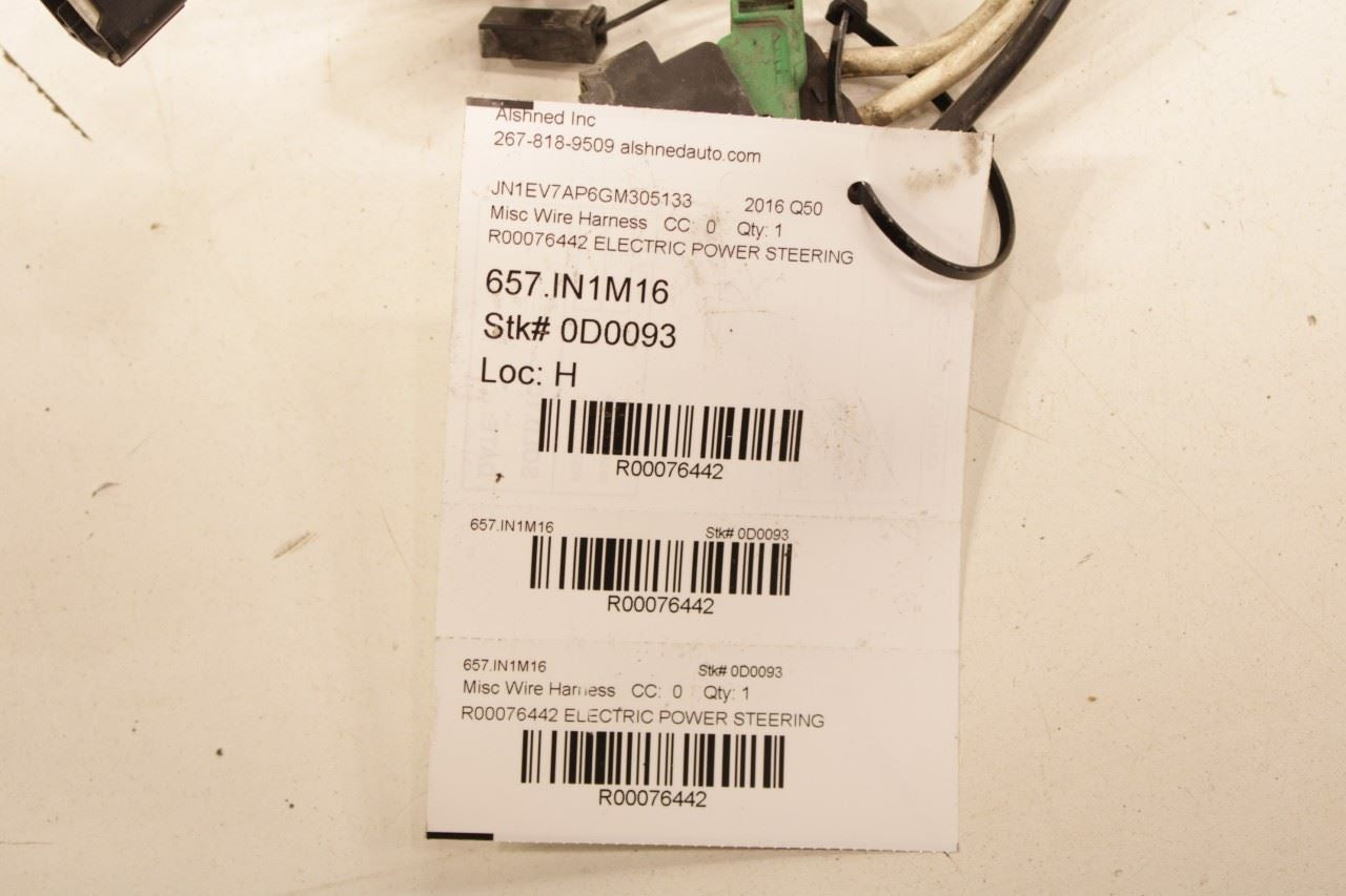 16-19 Infiniti Q50 Premium 3.0L Power Steering Wiring Harness 24094-6HB0A *ReaD* - Alshned Auto Parts